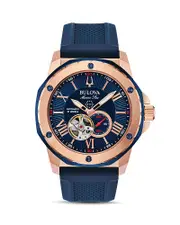 Bulova Marine Star Blue Silicone Strap Automatic Watch, 45mm