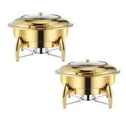 SOGA 2X Gold-Plated Stainless Steel Round Chafing Dish