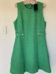 PORTMANS Emerald Greed tweed A-line dress. New. Size 16