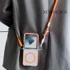 Case For Samsung Galaxy Z Flip6 Flip5 4 3 Magnetic Lanyard Crossbody TPU Cover