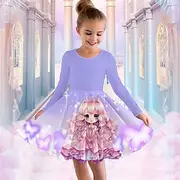 Girls' 3D Cartoon Butterfly Dress Long Sleeve 3D Print Fall Winter Sports Outdoor Daily Holiday Cute Casual Beautiful Kids 3-12 Years Casual Dress A Line Dres