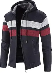 [Generic] Men's Full Zip Hooded Sweater Cardigans Hoodies Fleece Lined Cardigan for Men Male Zip Up Hoodie Cardigan