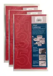Chartpak 3-inch Red Stick-on Vinyl Numbers (01172), 3 PACKS