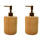 2x Maine & Crawford Inko 19cm Bathroom Ceramic Liquid Soap Dispenser Bottle CRM