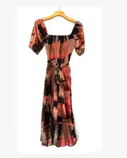 Donna Karan "Summer Solstice" Tie Waist Pleated Midi Dress: Size 2