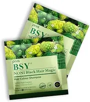 BSY Noni Black Hair Magic (12ml X 20 Sachets) | Hair Dye | Hair Shampoo |100% Ammonia Free | Anti Hair fall Hair Color |Fruit based Hair Color Shampoo| 5 minutes hair color | noni hair color