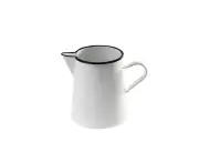 Urban Style Enamelware 1L Pitcher Jug Water Container w/ Black Rim Premium White