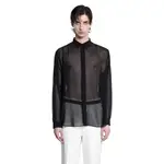 [LARDINI] Silk Chiffon Long Sleeve Shirt Black