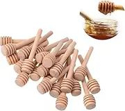Mikinona 20pcs Honey Stirring Spoon Honey Jar Pot with Dipper Extractor Mini Honey Jars Small Tiny Stirrer Honey Stir Sticks Bamboo
