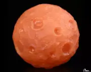 1.7" Smelted Quartz-Red Carved Crystal Star Sphere, Realistic