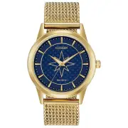 Citizen Unisex Eco-Drive Captain Marvel Blue Dial Gold Tone Bracelet Watch