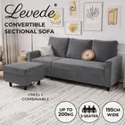 Levede 3 Seater Sofa L-Shaped Convertible Modular Couch Lounge Ottoman 195cm
