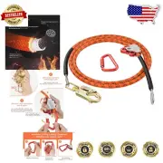 Premium 1/2" x 8ft Tree Climbing Rope with Steel Core & Triple Lock Carabiner