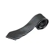 Mens Black & White Vertical Thin Stripe 5Cm Skinny Neck Tie