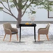 3 Piece Garden Dining Set with Cushions Brown,Outdoor Furniture Sets-3099523