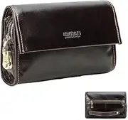 [FAOONNMY] Mens Genuine Leather Phone Clutch Wristlet Bag for 8.3" iPad Mini, Fashion Large Capacity Handbag Wallet with Retractable Wrist Strap & Password Lock, Small Business Organizer Bag Travel Bag