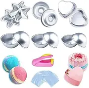 Bath Bomb Mold Stainless Steel Set with 100 Shrink Wrap Bags and 1 Mini Heat Sealer for DIY Bath Bombs Handmade Soaps,Cake