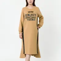 在飛比找momo購物網優惠-【T.Life】復古刺繡空氣棉前短後長袖洋裝(2色)
