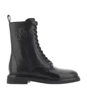 Tory Burch Logo Embossed Side-Zip Combat Boots US8.5,US7.5 Black