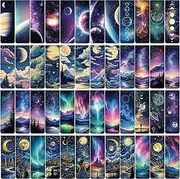 Fantasy Magnetic Bookmarks Gifts - 48 PCs Unique Starry Night Sky Space Planets Charm Moon Book Marks Reading Lovers Bulk Personalized Cool Page Markers Women Men Boys Kids Students School