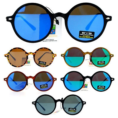 SA106 Color Mirror Mens Retro Trendy Flat Lens Round Circle Lens Sunglasses