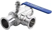 3-Way Ball Valve Stainless， Stainless Steel 3-Way Sanitary T-Port L-Port 19/25/32/38/45/51mm Ferrule OD 50.5mm 64mm Ball Valve(T Port,OD 32mm)