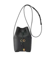 Salvatore Ferragamo Gancini Logo Plaque Drawstring Tote Bag One size Black