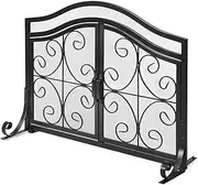 Fireplace Screens Fireplace Screen w/Hinged Magnetic Two-Doors Flat Guard Freestanding Black Fireplace Screen Flat Fireplace Screens Decorative Little Surprise