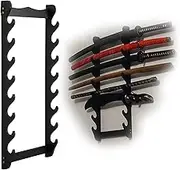 Nisorpa 8 Tier Sword Stand Display Wall Mount Sword Holder Wooden Sword Rack for Katana Wakizashi Fishing Rods