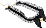 [SAFIGLE] Bow Bell Collar Tie Ribbons Glitter Ribbons Japanese Style Props Removable Decoration Elastic Headscarves Crocheted Headbands Cute Headband Elegant Hairpins Prop Ribbons Black Lace