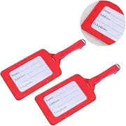 LIFKOME 2Packs PU Leather Luggage Tags Durable Travel Id Labels for Easy Baggage Identification Stain Resistant Suitcase Tags Vibrant Red for Travelers