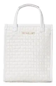 MZ Wallace Micro Woven Nylon Box Tote in Pearl Metallic at Nordstrom One Size