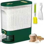 Lenwi 22 Lbs Rice Dispenser, Large Dry Food Storage Container with Measuring Cup & Time Scale, Food Dispenser Kitchen Organization and Pantry Store for Cereal Dry Food (Green)