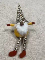 Aldi Huntington Home Mini Gnome 16" Yellow And Cheetah Print NWT