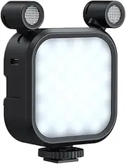 Multifunctional LED Fill Light Pocket Photography Light with Dual-Microphones Large Batteryty 2500K-9000K Dimmable 2m Transmission Range Type-C Powered with 3 Cold Shoe Mounts Support