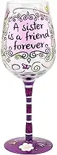TOP SHELF TS-5061A “A Sister is a Friend Forever” Wine Glass – Hand-Painted – Gift Ideas for Her Multicolor, 15oz