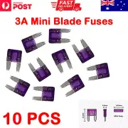 10 Pcs 3A Mini Blade Fuses - Purple Car Truck Auto Fuses 3 Amp Fuse AU Stock