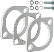 Simnliras 2 Bolt 3 inch/76mm Exhaust Flange Connection Kit Exhaust Flange & Exhaust Gasket Kit with Bolts & Nuts for 76mm Downpipe(2 Pcs Flange)