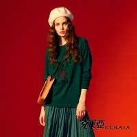 在飛比找momo購物網優惠-【KERAIA 克萊亞】少女的獨白釦飾薄針織上衣(墨綠色)