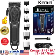 US Kemei Professional Hair Clippers Trimmer Kit Men Cutting Machine Barber Salon