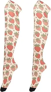 [sanluoli] Over Knee Socks for Women Retro Style Extra Long Over Knee High Boot Stockings for Brides Baseball Socks Football Socks for Special Occasions Ethnic Bohemia Strawberry, Ethnic Bohemia