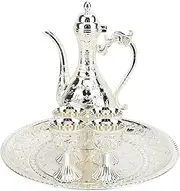 Turkish Teapot Tea Tablet, Versatile Metal Multi Puri Puri Exquisite Turkish Tea Set for Wine Cabinet (Silver)