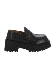 croco-embossed brogue shoes 34,40.5 Black