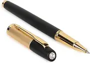 crewtone 20352 Luxury Metal Roller Ball Pen, Golden Arrow Clip, Satin Golden Black Cap with Golden Trim, Gift Set For Men & Women, Professional, Executive, Nice Pen With Gift Box.