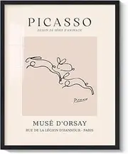 Pablo Picasso Wall Art Cute Rabbit Canvas Print Poster Picasso Line Drawing Pictures Painting Minimalist Wall Decor Framed and Ready to Hang for Kids Room Bedroom Living Room Decoration, 8"x10"x1Pcs
