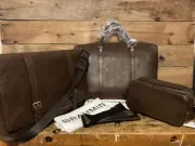 Brahmin Cocoa Brown Manchester--Duxbury Duffle, Mason Messenger & Dylan Toiletry
