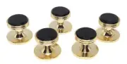 ONYX / GOLD TUXEDO SHIRT STUDS (5) MANUFACTURERS DIRECT PRICING!!!