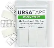 URSA Straps - URSA Tape Sticky Strips, No-Residue Clear Fashion Tape for Costumes, Shoes and More, Body Tape for Delicate Skin, Double Sided Tape for Clothes and Medical Accessories, Pack of 60
