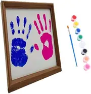 Changyeah Handprint Kit,DIY Art Print Keepsake Frame,with 8 Pcs Pigment,1 pcs Paintbrush and 3 pcs Paper,Keepsake Handprint and Footprint Kit Gifts,for Expecting Parents Family (Walnut Color)