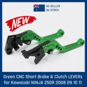 Green CNC Short Brake & Clutch LEVERs for Kawasaki NINJA 250R 2008 09 10 11